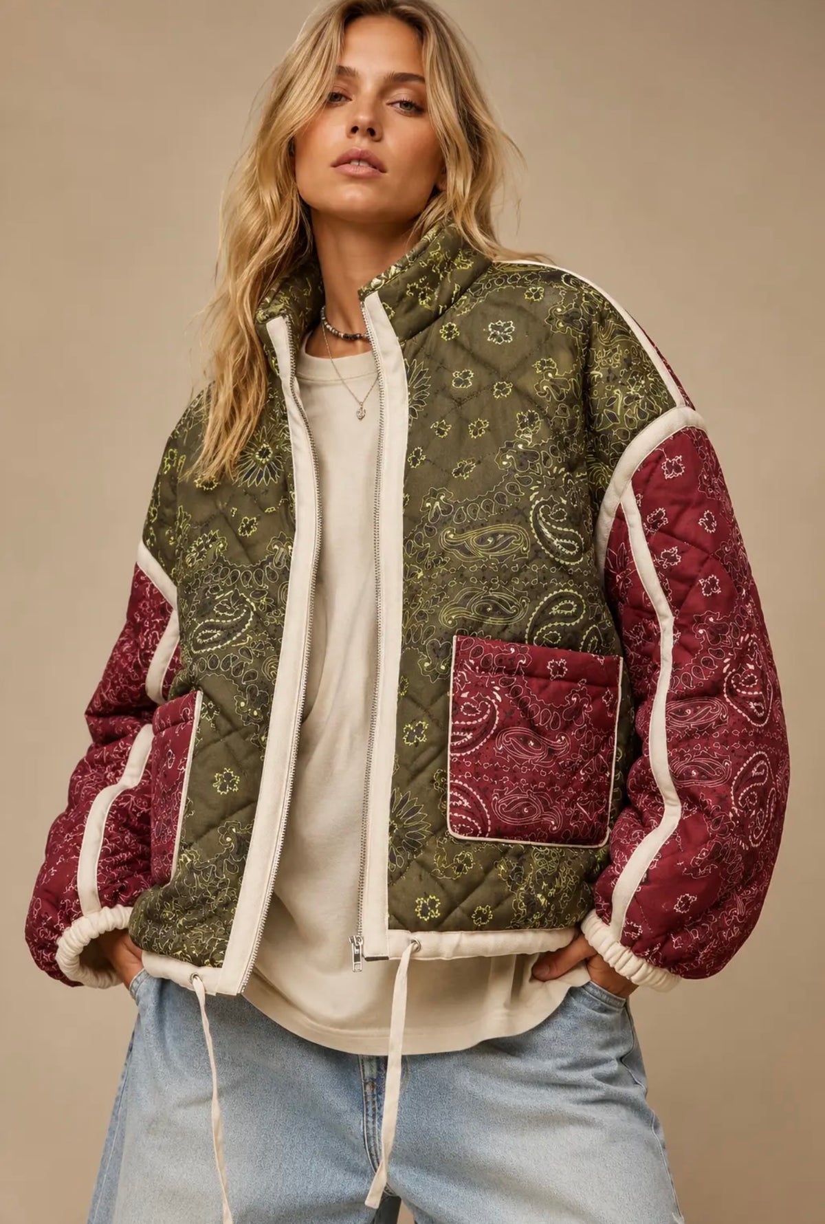 Patchwork Bandana Quilted Jacket