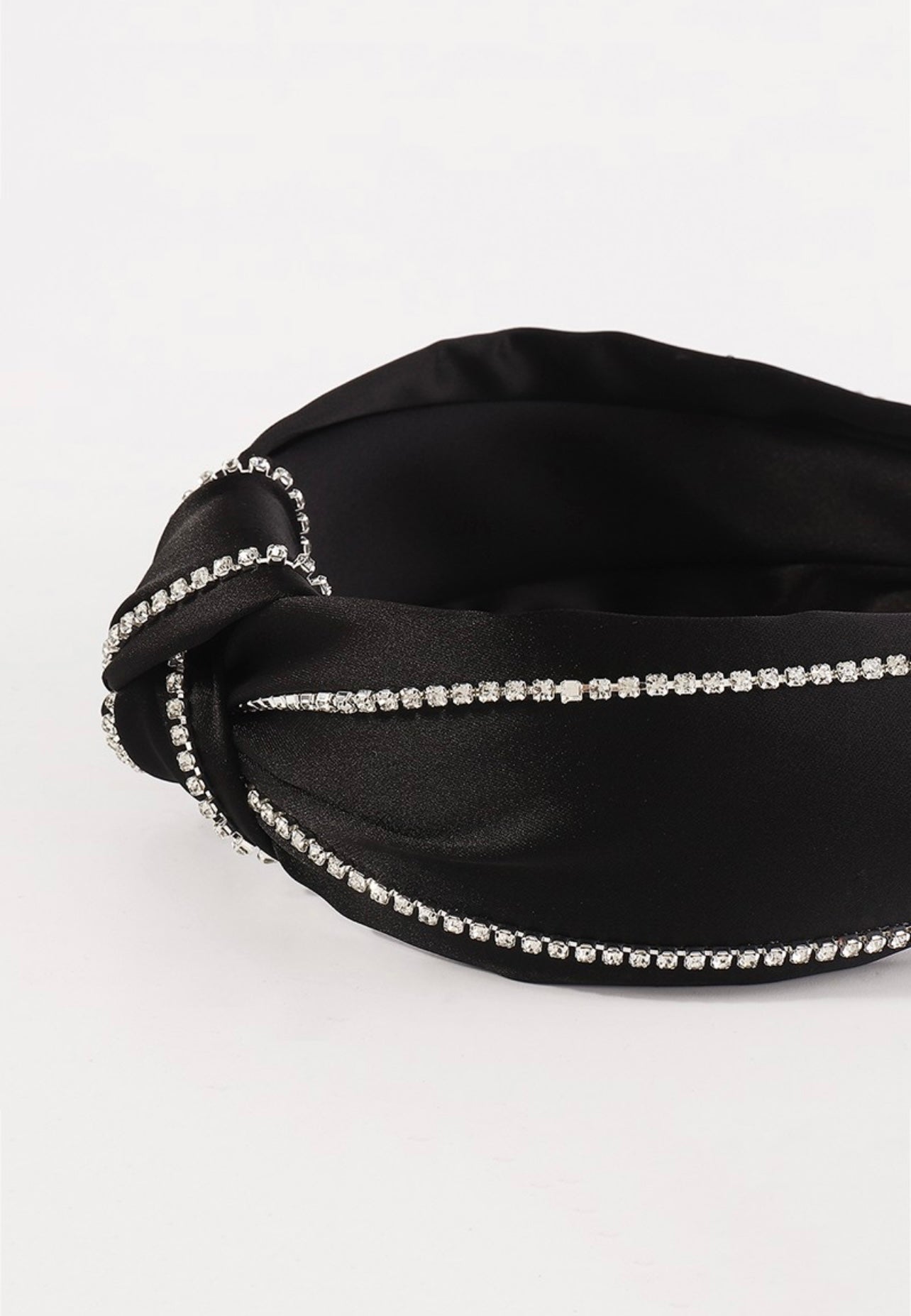 Black-Satin Rhinestone Headband