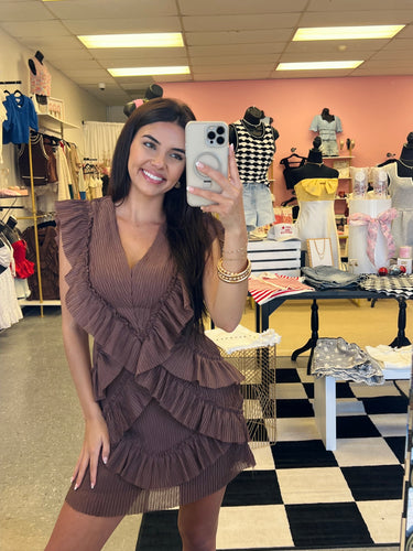 Ruffle V-Neck Mini Dress