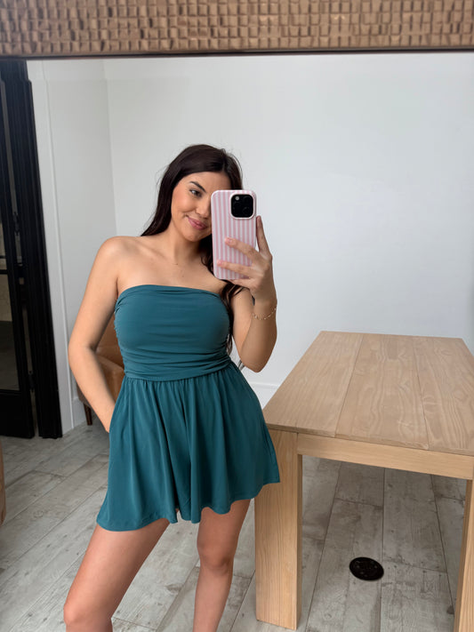 Strapless Shirred Romper