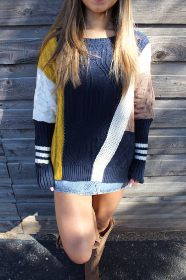 Navy Multi Colorblock Sweater