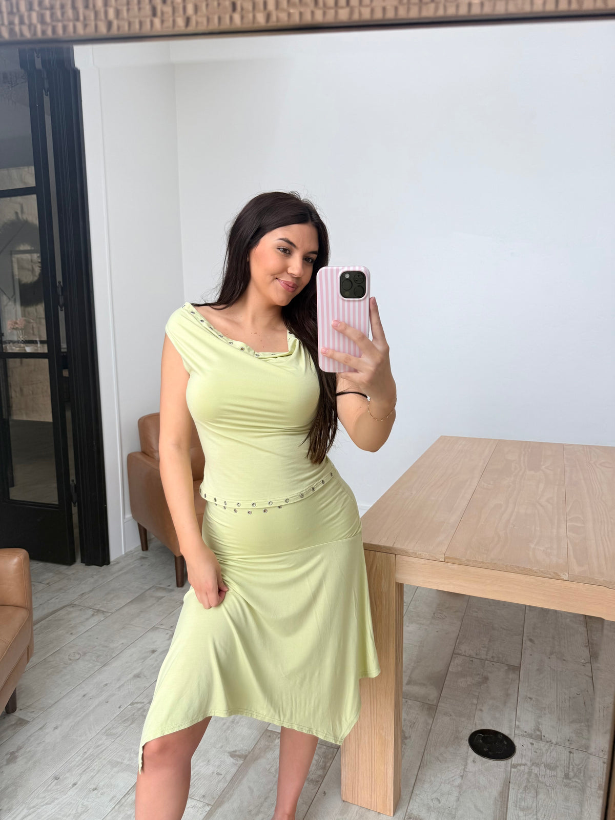 Lt Green Midi Skirt