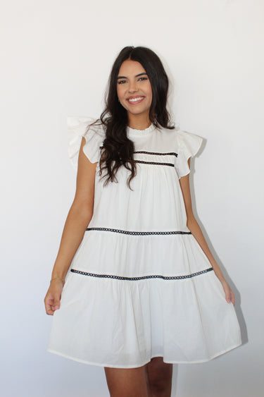 Trim Ruffle Mini Dress