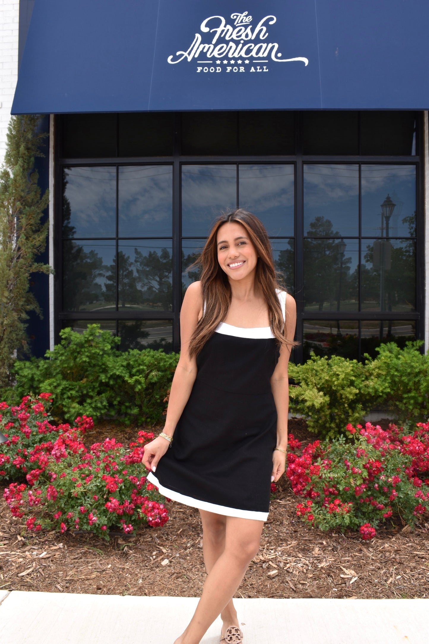 Contrast Trim Mini Dress
