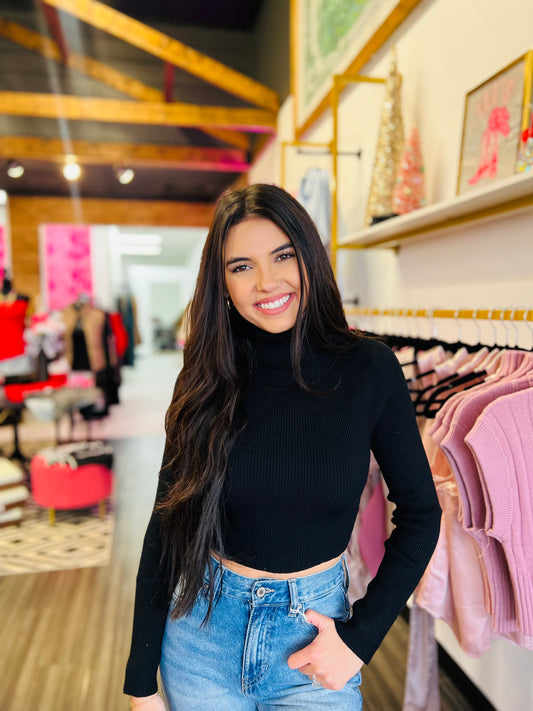 Black Turtleneck Crop