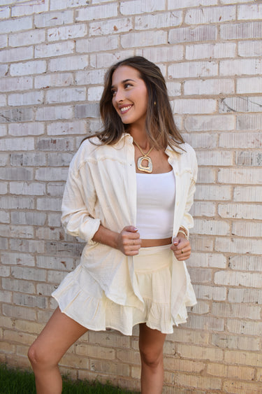 Cream Lace Button Down