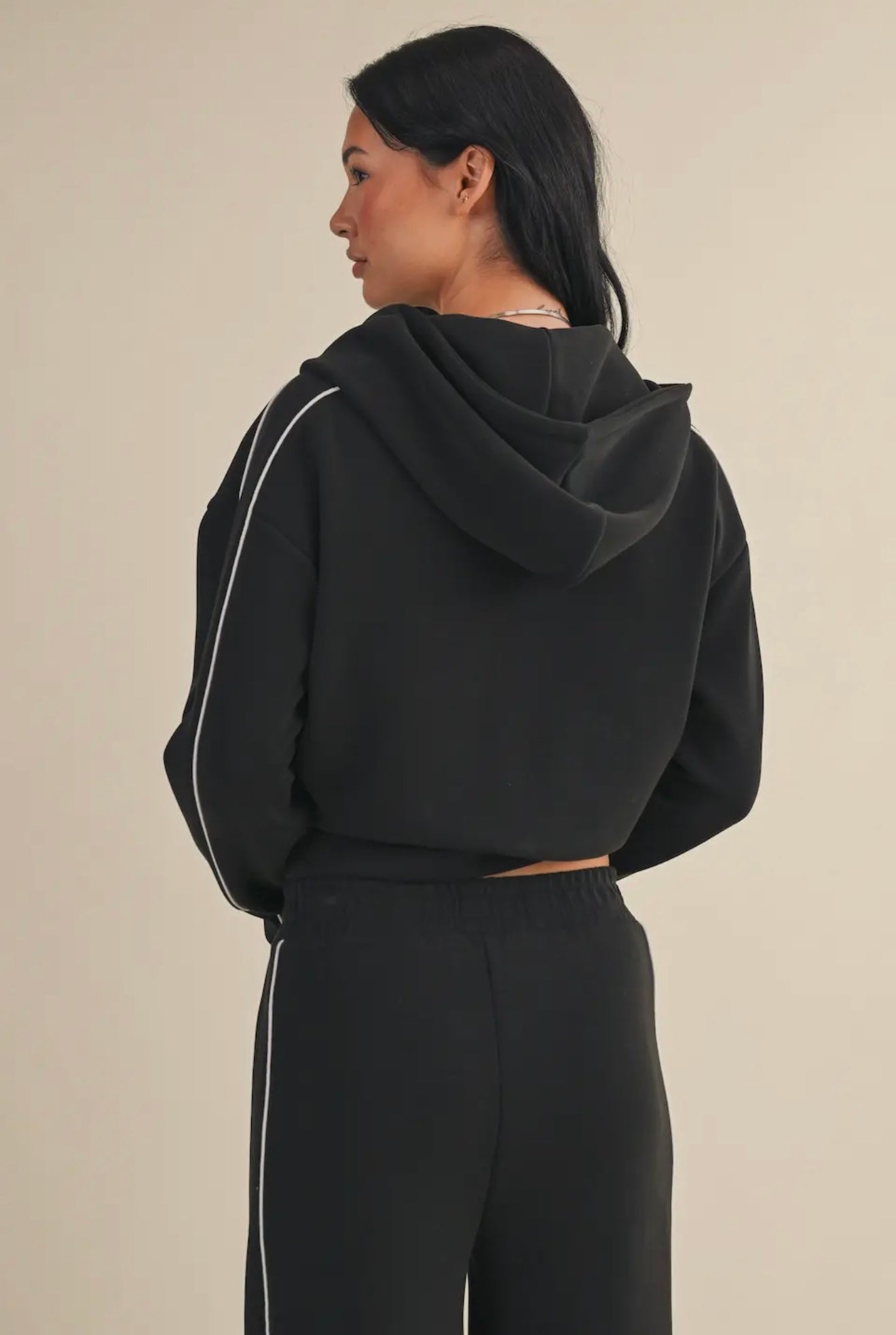 Black Scuba Piping Hoodie