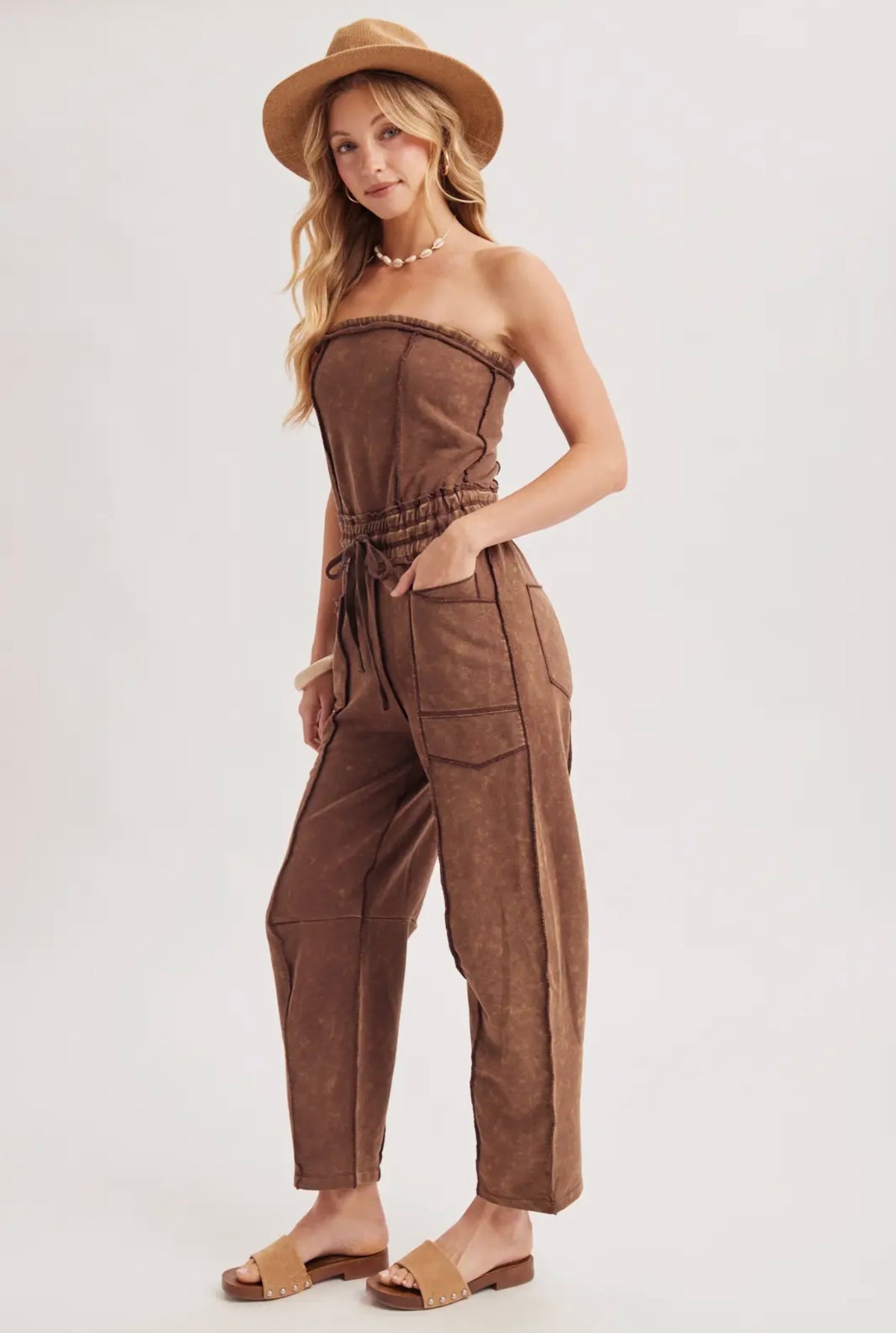 Mocha Washed Jumpsuit
