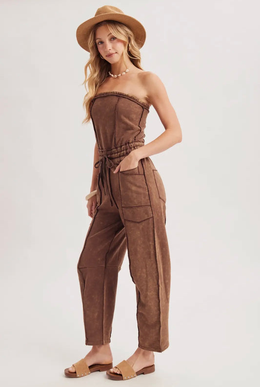Mocha Washed Jumpsuit