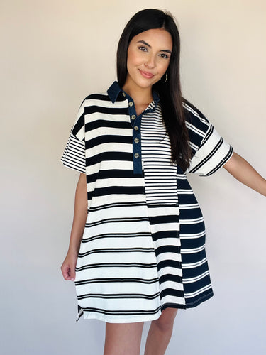 Stripe Collar Mini Dress