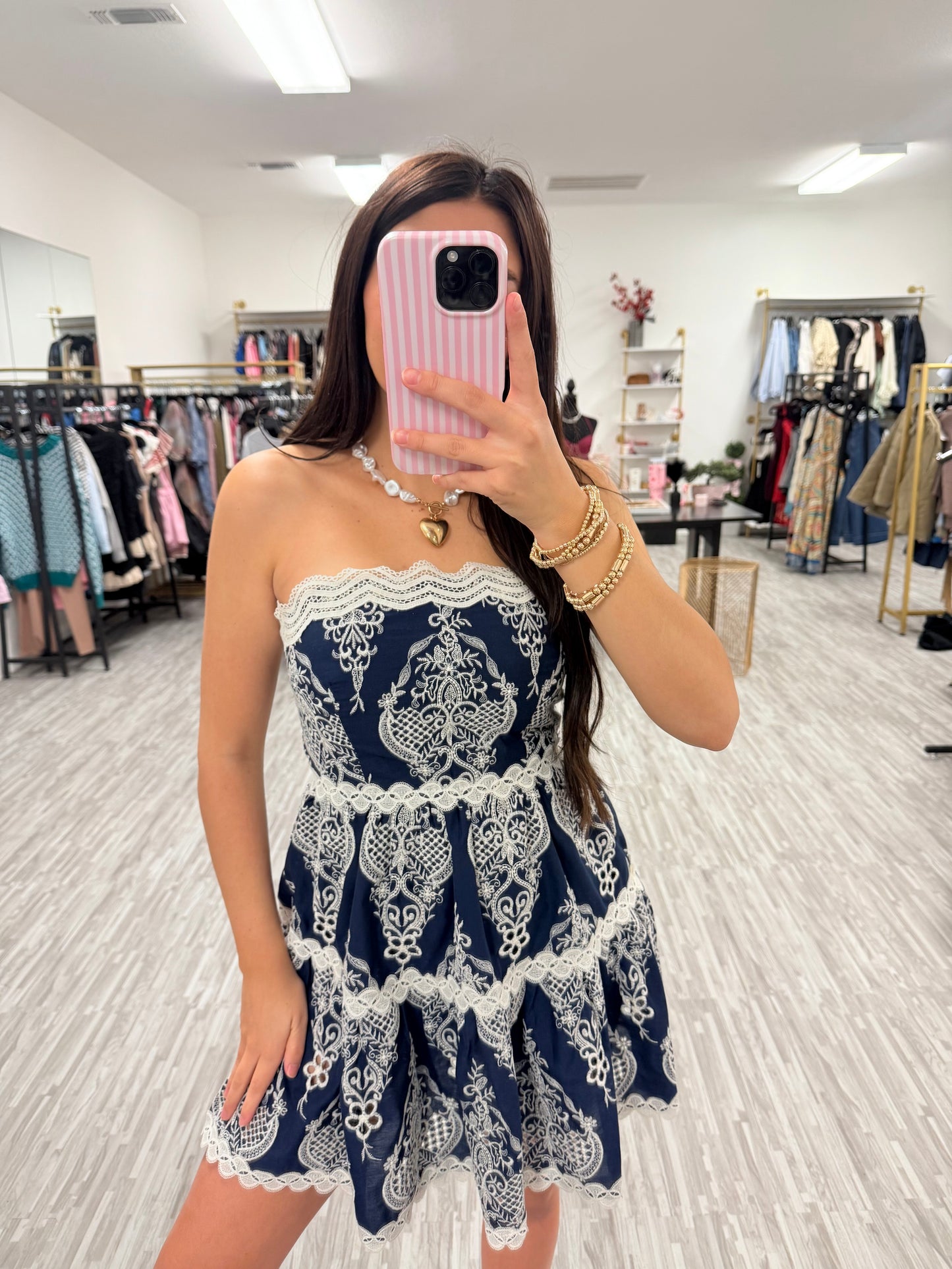 Navy Lace Mini Dress