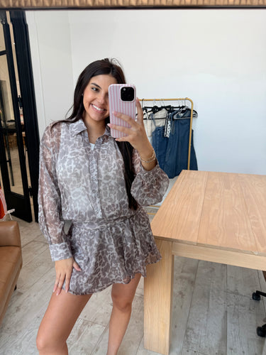 Cheetah Low Waist Shirt Dress