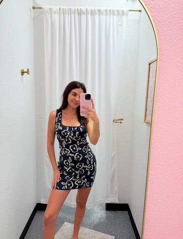Navy Floral Dress