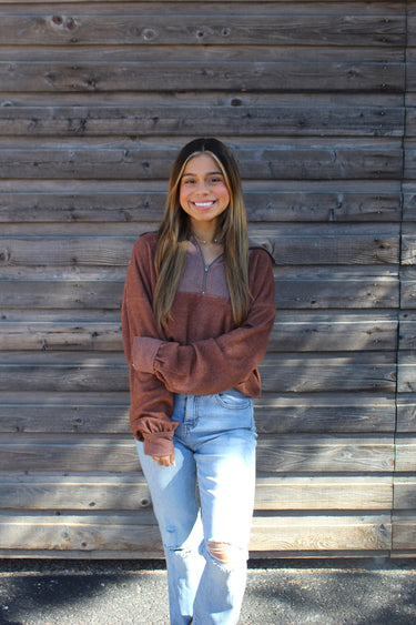 Chestnut Half-Zip Sweatshirt