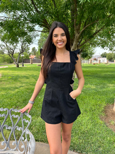 Black Open Back Romper