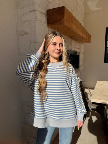 Blue/Cream Oversized Sweater