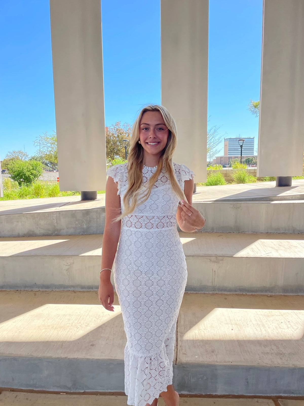 Eyelet Lace Midi Dress