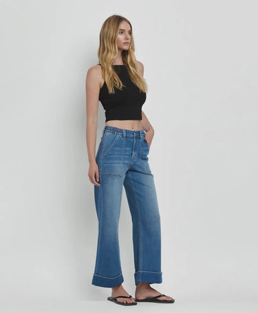 High Rise Cuffed Denim