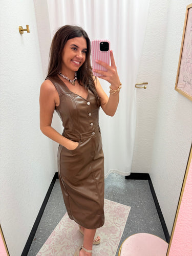 Chocolate Leather Midi