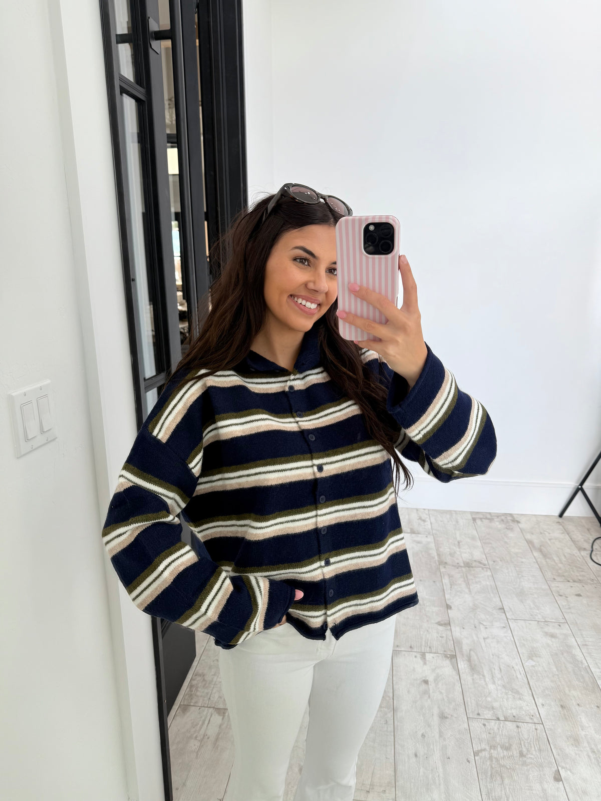 Stripe Rolled Neck Sweater