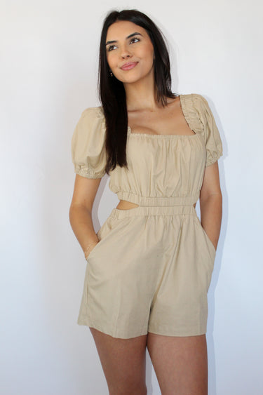 Tan Cut Out Romper