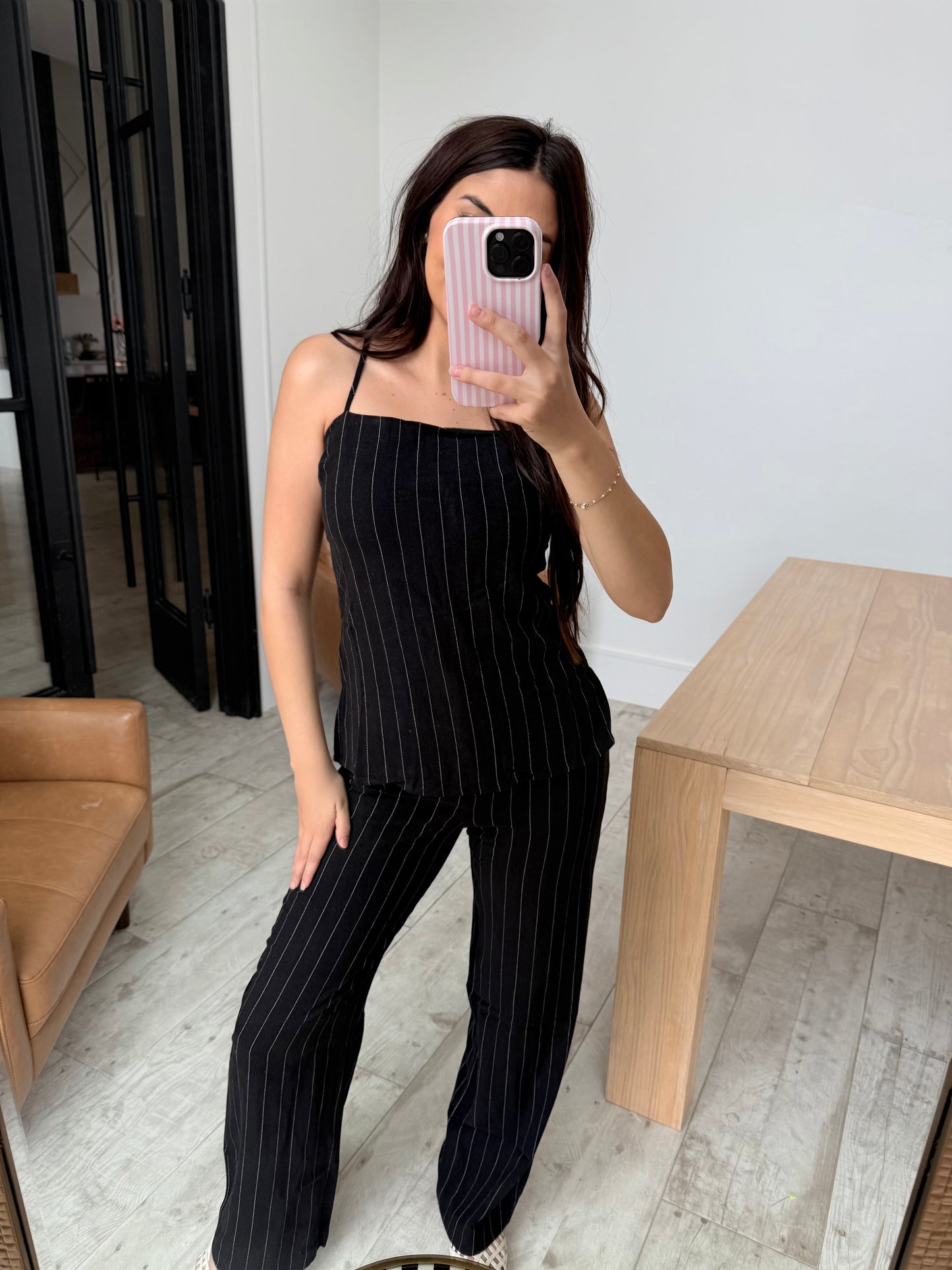 Pinstripe Linen Set