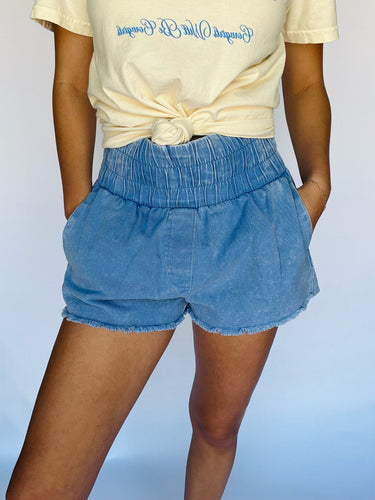 Blue High Waisted Shorts