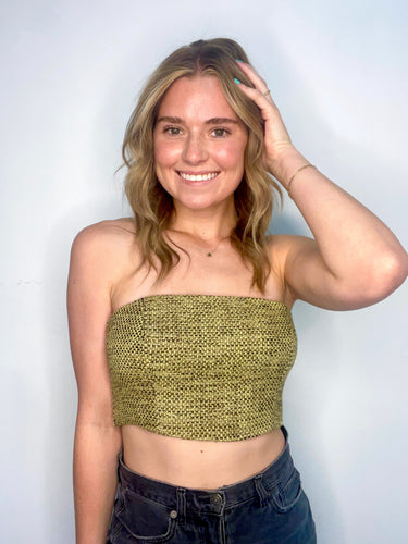 Green Tweed Tube Top