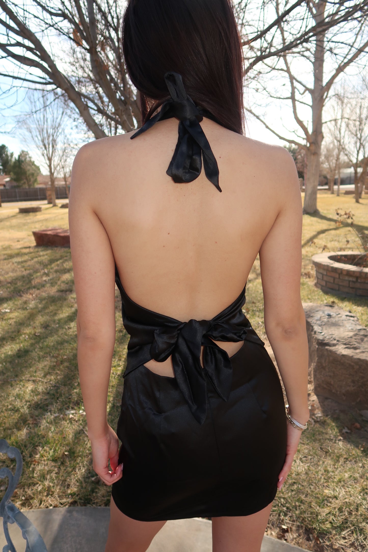 Black Satin Mini Dress