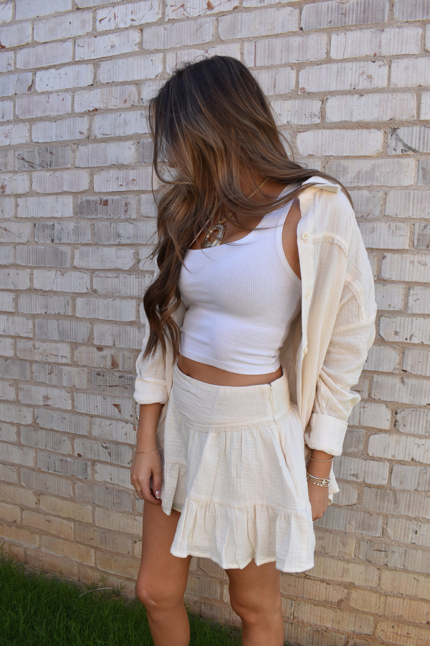 Cream Lace Skirt