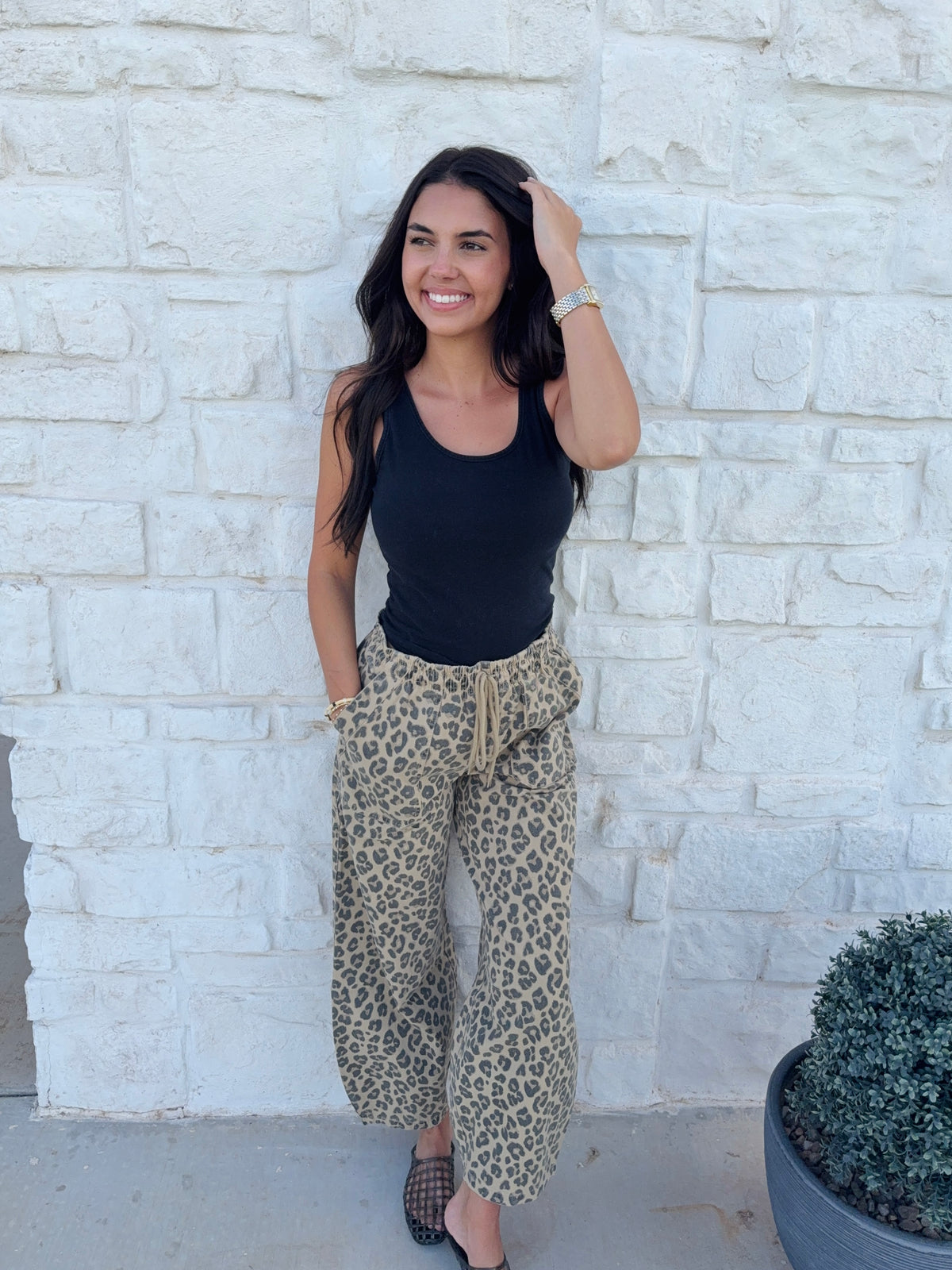 Leopard Barrel Pants