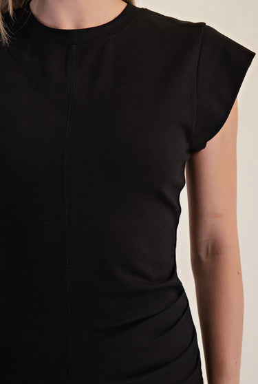 Black Gathered Knit Top