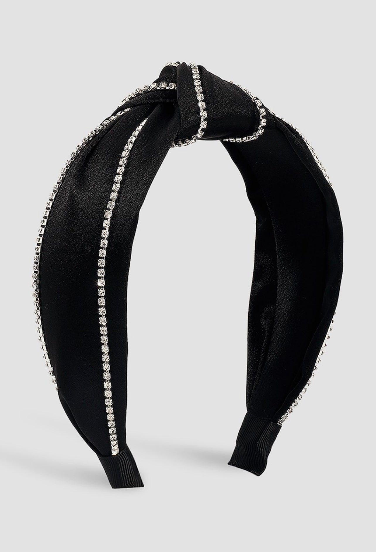 Black-Satin Rhinestone Headband