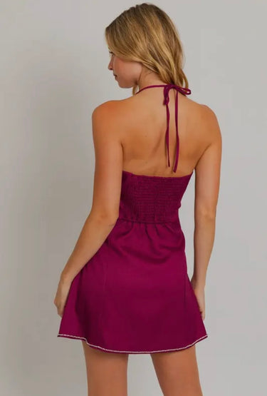 Rhinestone Halter Neck Dress