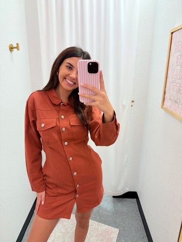 Rust Button Down Dress