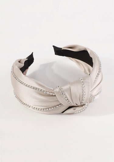 Beige-Rhinestone Satin Headband