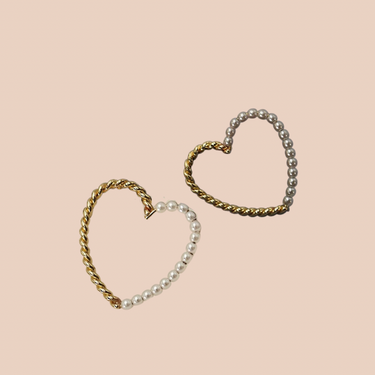 Half Pearl Heart Earrings