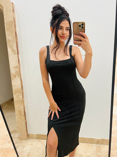 Black Bodycon Midi Dress